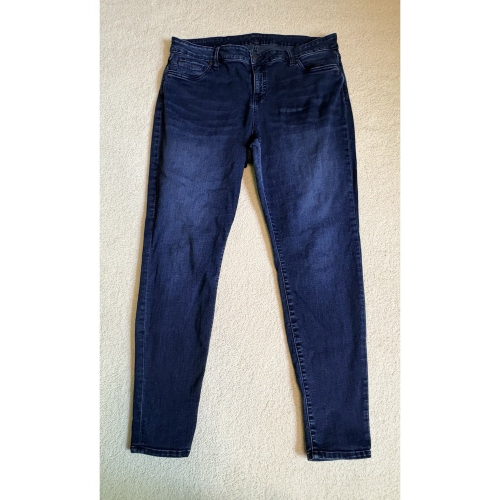Kut from the Kloth Dark Wash Toothpick Skinny Denim Jeans Whiskered 18W